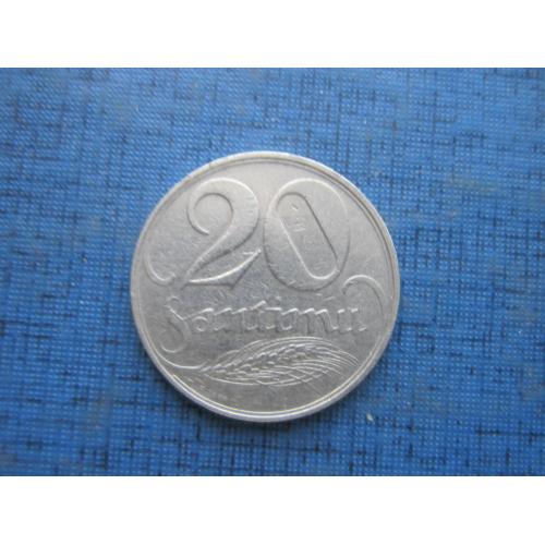 Монета 20 сантимов Латвия 1922