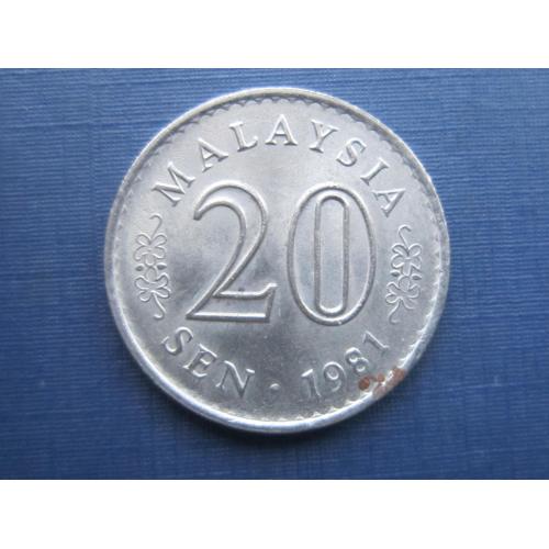 Монета 20 сен Малайзия 1981