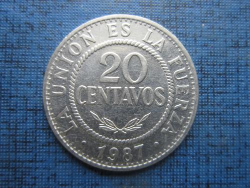 Монета 20 сентаво Боливия 1987
