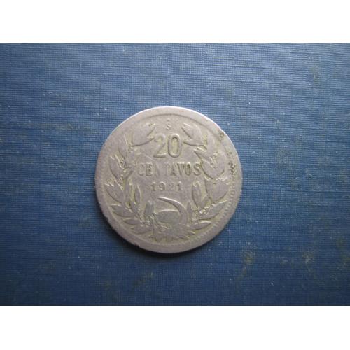 Монета 20 сентаво Чилі 1921 фауна птах кондор