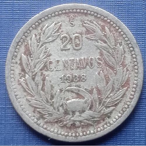 Монета 20 сентаво Чили 1938 фауна птица кондор