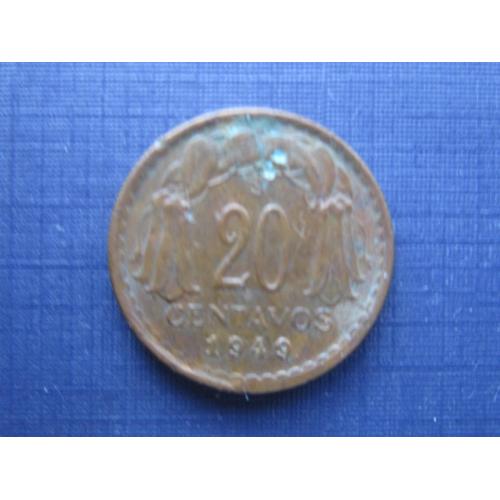 Монета 20 сентаво Чили 1949
