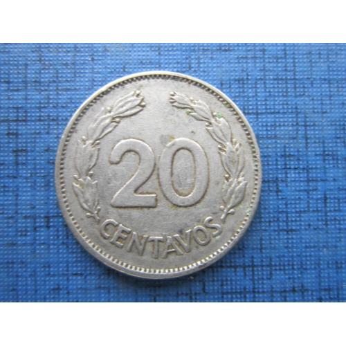 Монета 20 сентаво Эквадор 1972