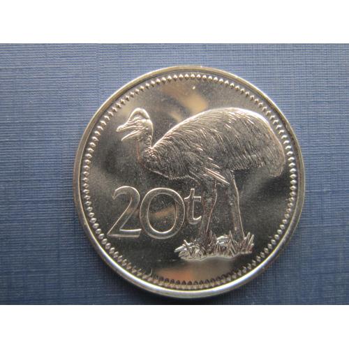 Монета 20 тоеа Папуа и Новая Гвинея 2009 фауна птица состояние