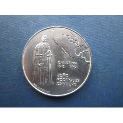 Монета 200 ішкуду Португалія 1992 Жоао Родригес Кабрильо корабель мореплавання Каліфорнія