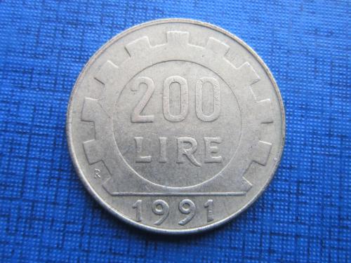 Монета 200 лир Италия 1991