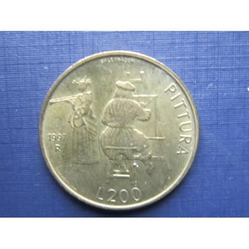 Монета 200 лир Сан-Марино 1997 художник искусство