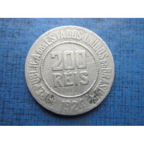 Монета 200 рейс (реалов) Бразилия 1924