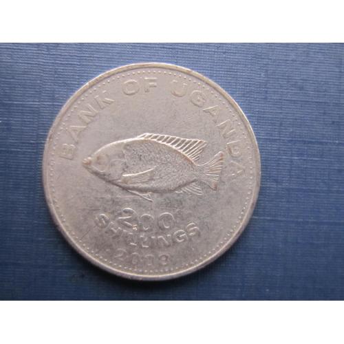 Монета 200 шиллингов Уганда 2008 фауна рыба