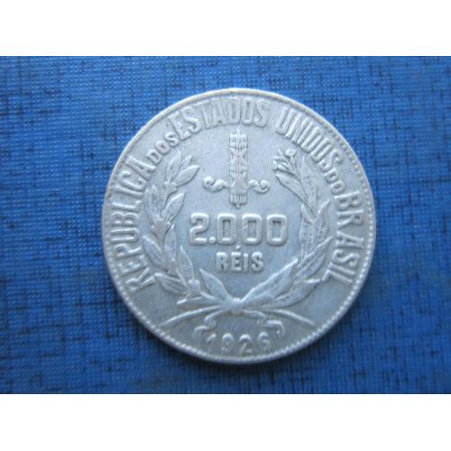 Монета 2000 рейс (реалов) Бразилия 1926 серебро