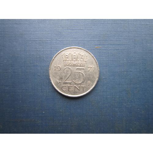 Монета 25 центів Нідерланди 1971