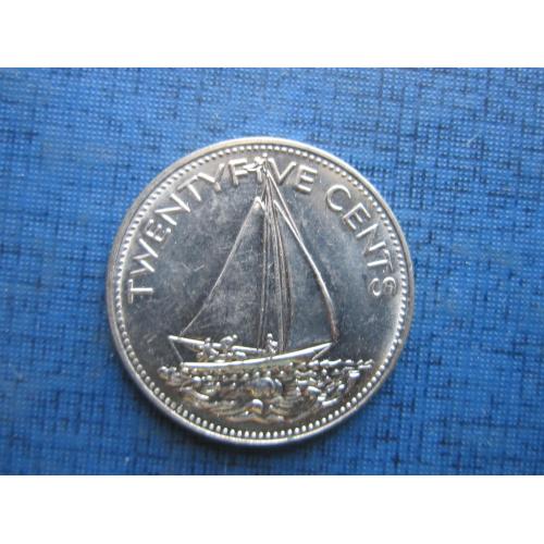 Монета 25 центов Багамские острова Багамы 1985 корабль парусник яхта