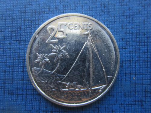 Монета 25 центов Багамские острова Багамы 2015 корабль парусник яхта