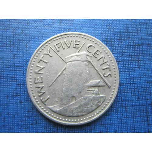 Монета 25 центов Барбадос 1973 мельница