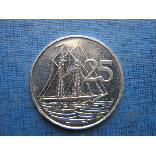 Монета 25 центов Каймановы острова Кайманы Британские 2005 корабль парусник