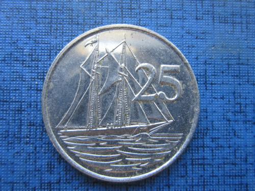Монета 25 центов Каймановы острова Кайманы Британские 2008 корабль парусник яхта