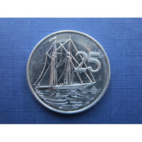 Монета 25 центов Каймановы острова Кайманы Британские 2017 корабль парусник