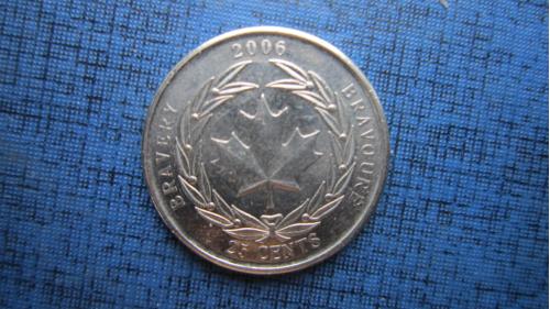 Монета 25 центов квотер Канада 2006 храбрость кленовый лист