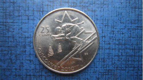 Монета 25 центов квотер Канада 2007 спорт Олимпиада Ванкувер 2010 лыжи скоростной спуск