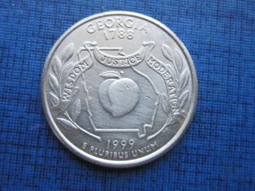 Монета 25 центов квотер США 1999 Р Джорджия