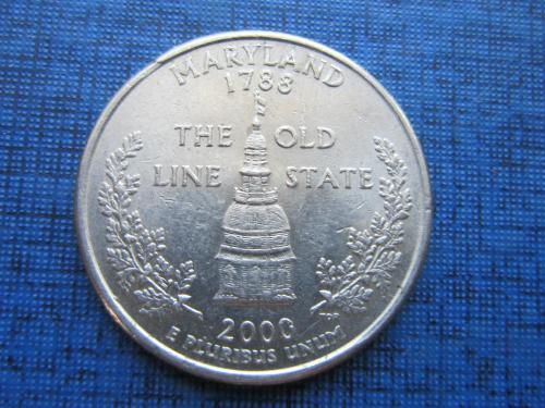 Монета 25 центов квотер США 2000 Р Мэриленд