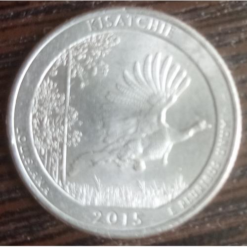 Монета 25 центов квотер США 2015 Р парк Кисатчи Луизиана фауна птица