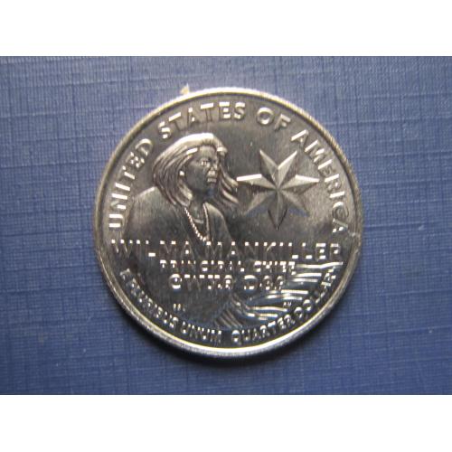 Монета 25 центов квотер США 2022 Американские женщины Вильма Мэнкиллер