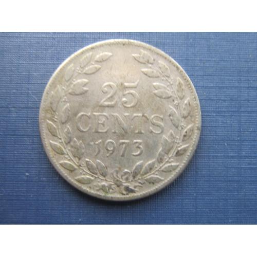 Монета 25 центов Либерия 1973