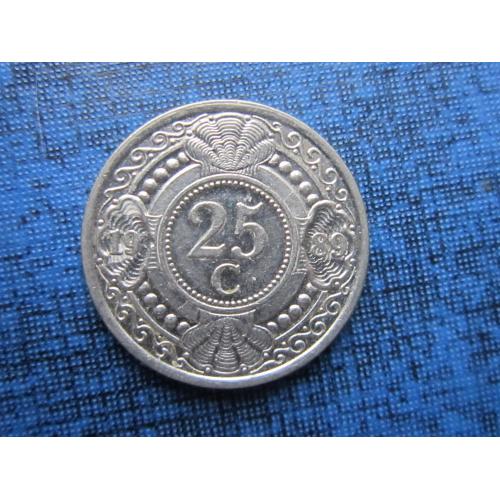 Монета 25 центов Нидерландские Антильские острова Антилы 1989