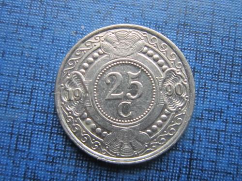 Монета 25 центов Нидерландские Антильские острова Антилы 1990