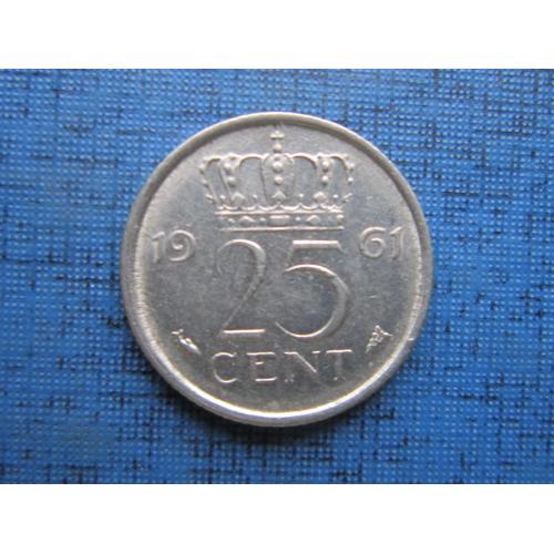 Монета 25 центов Нидерланды 1961