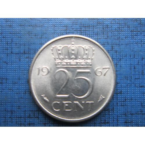 Монета 25 центов Нидерланды 1967