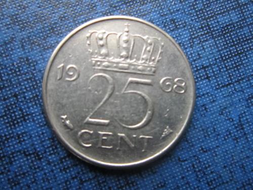 Монета 25 центов Нидерланды 1968