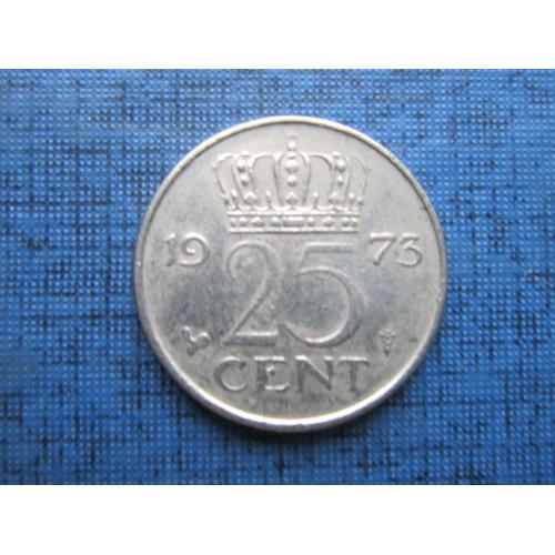 Монета 25 центов Нидерланды 1973