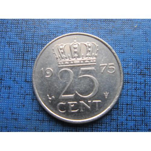 Монета 25 центов Нидерланды 1975