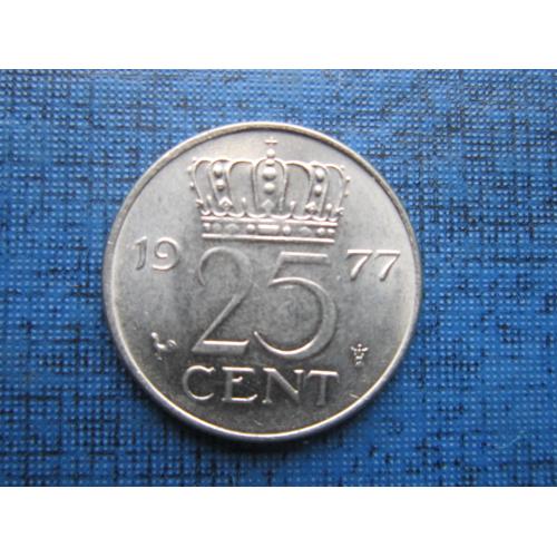 Монета 25 центов Нидерланды 1977