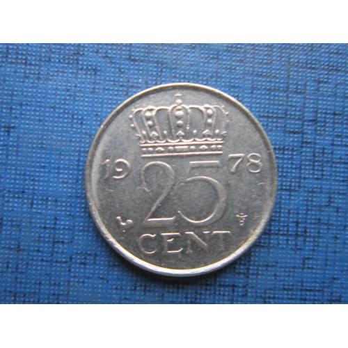Монета 25 центов Нидерланды 1978
