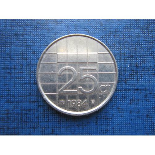 Монета 25 центов Нидерланды 1984