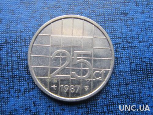 Монета 25 центов Нидерланды 1987

