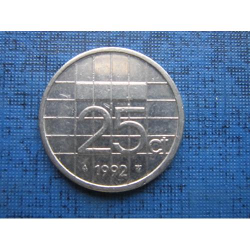 Монета 25 центов Нидерланды 1992