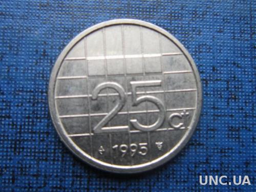 Монета 25 центов Нидерланды 1995
