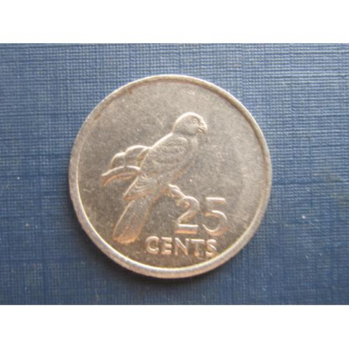 Монета 25 центов Сейшельские острова Сейшелы 1977 фауна птица попугай