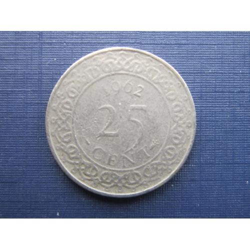 Монета 25 центов Суринам 1962