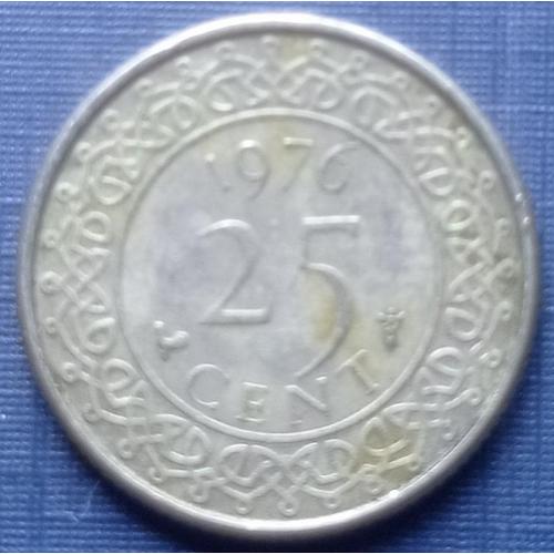 Монета 25 центов Суринам 1976