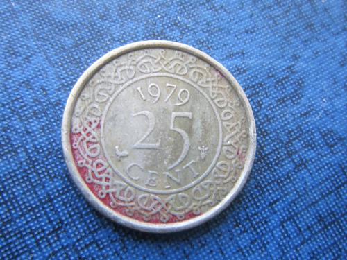 Монета 25 центов Суринам 1979