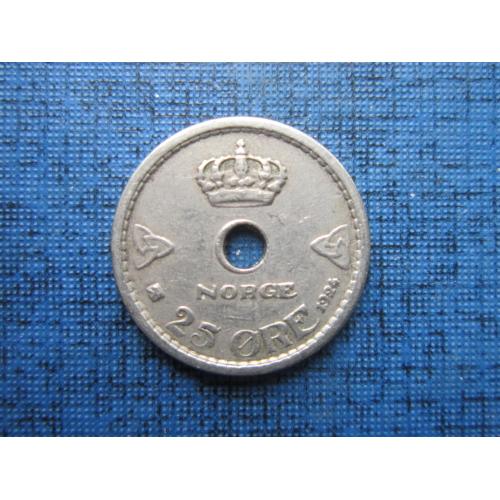 Монета 25 эре Норвегия 1924