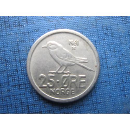 Монета 25 эре Норвегия 1961 фауна птица
