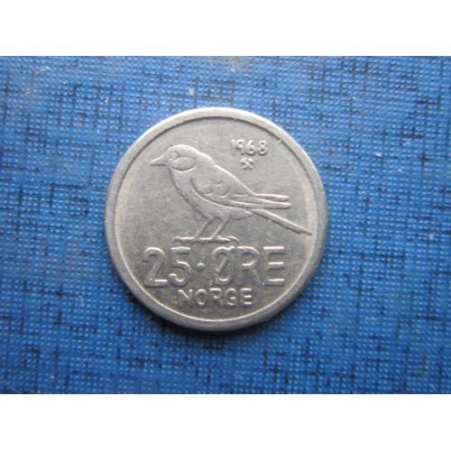 Монета 25 эре Норвегия 1968 фауна птица