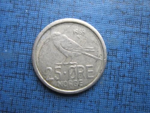 Монета 25 эре Норвегия 1969 фауна птица