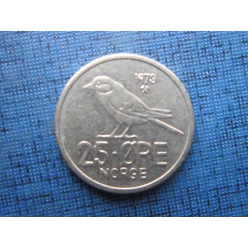 Монета 25 эре Норвегия 1973 фауна птица